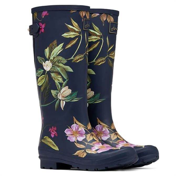 Joules Navy Floral Print Wellie Boots